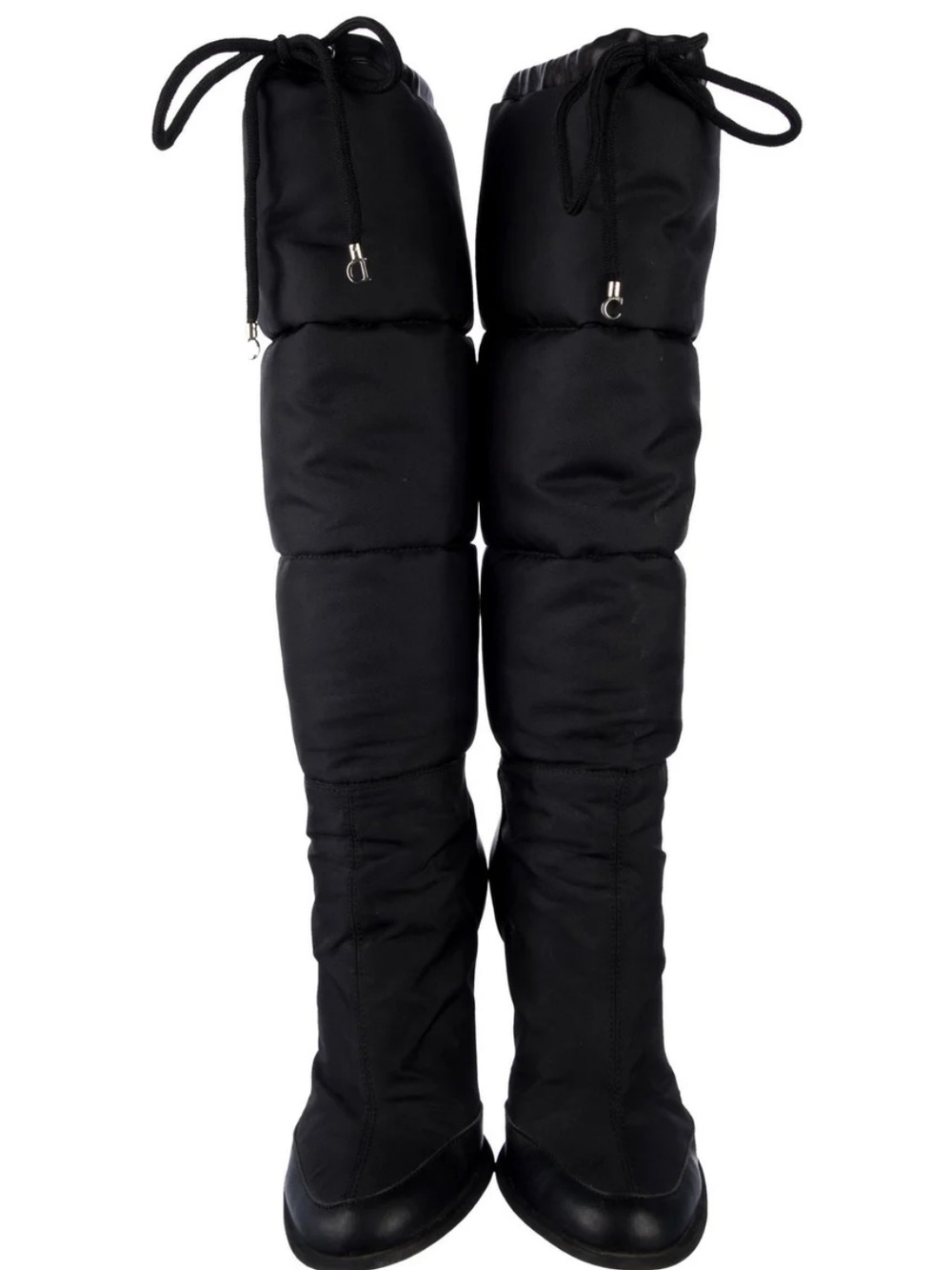 Dior Black Quilted Over-the-Knee Drawstring Boots